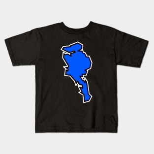 Quadra Island BC Outline - Indigo Blue Silhouette - Quadra Island Kids T-Shirt